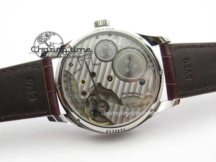 MIROTIME 0427 Sustainable Portuguese IW5444 SS White Dial RG Numbers On Brown Leather Strap A 7256